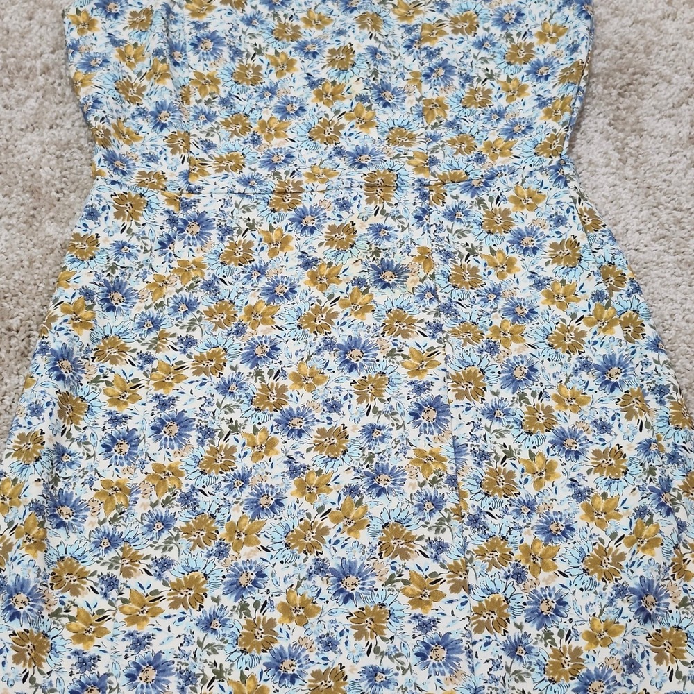 Originality Blue Yellow Floral Mini Dress Spaghetti Strap‎ Women's S - Picture 3 of 7